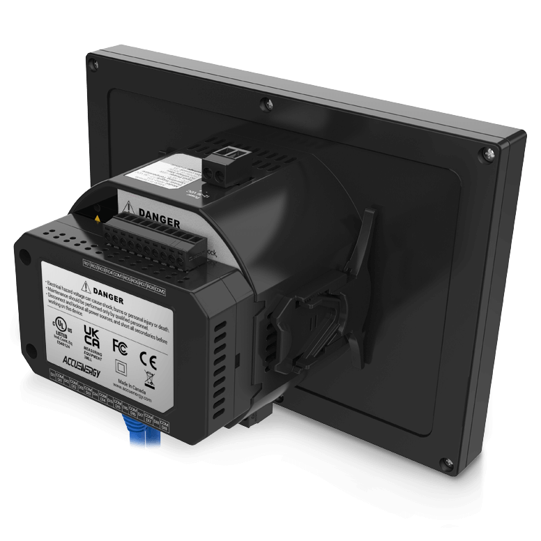 Right quarter rear view of the AcuHMI HMI display and gateway